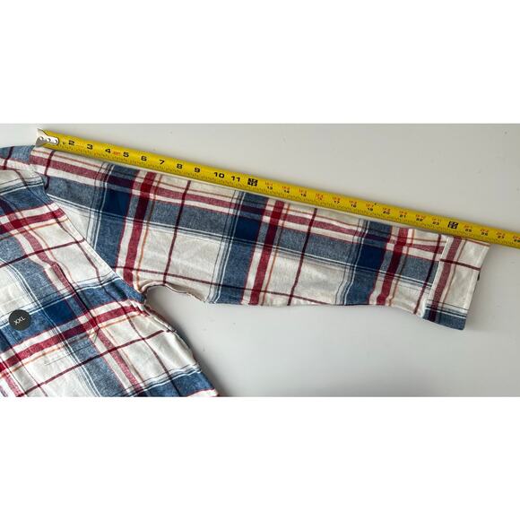 VSTR Shirt XXL White Blue Red Plaid Flannel Button Up Long Sleeve Mens New NWT - Picture 5 of 6